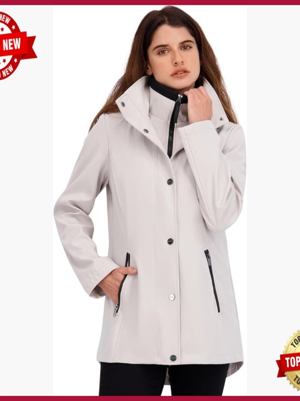 Women's Water-Resistant Hooded Raincoat, Relaxed Fit, 30.5" Length